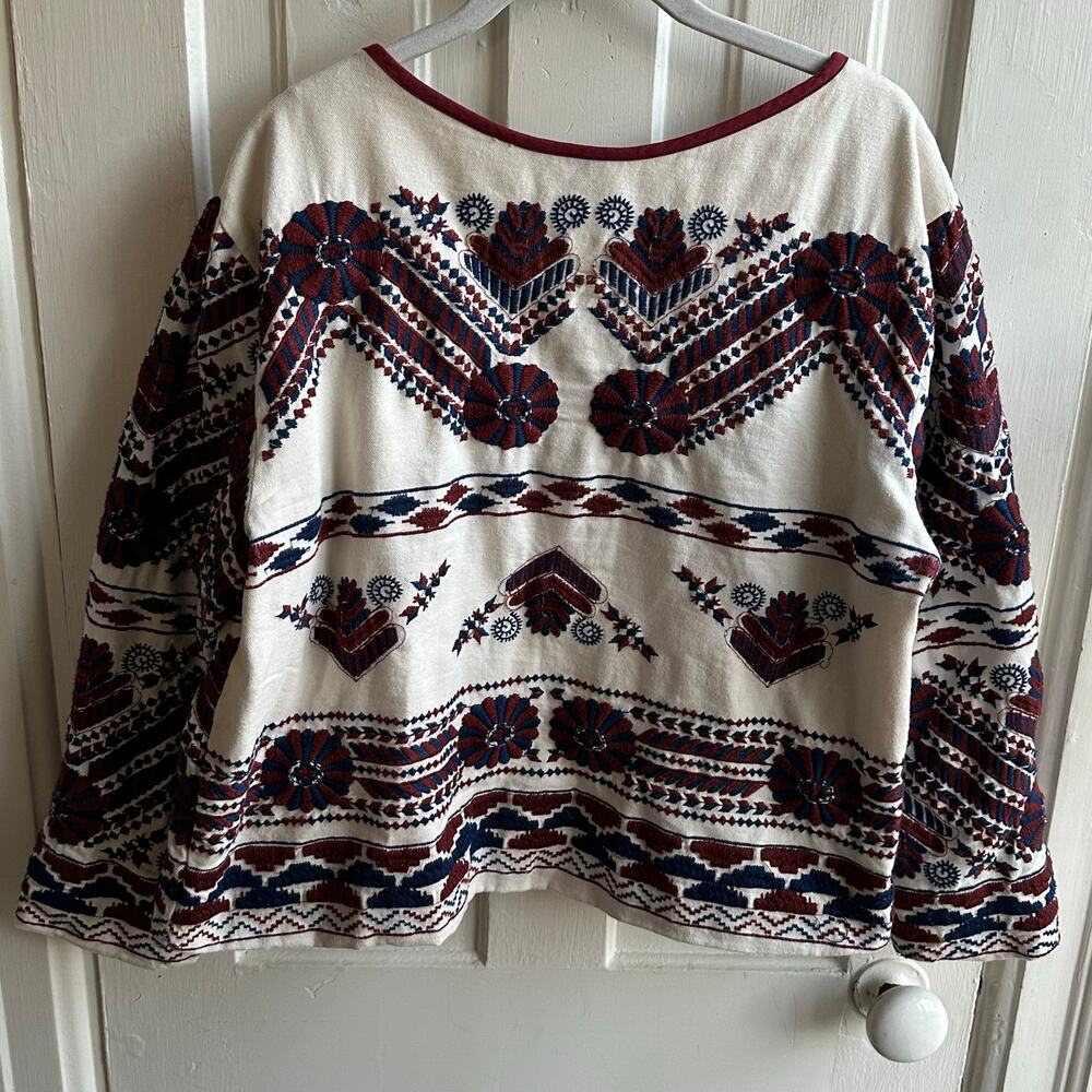 Anthropologie Greenwich Embroidered Open Cropped Jacket - Picture 6 of 8